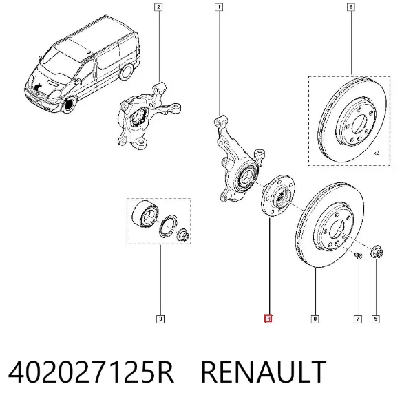 Buje de rueda delantero 402027125R Renault (RVI)