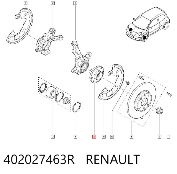 Buje de rueda delantero 402027463R Renault (RVI)