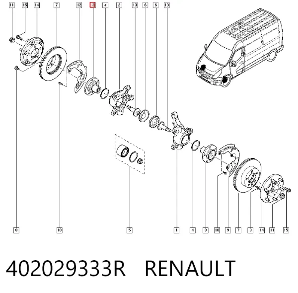Buje de rueda delantero 402029333R Renault (RVI)