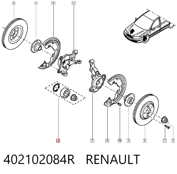 Cojinete de rueda delantero 402102084R Renault (RVI)