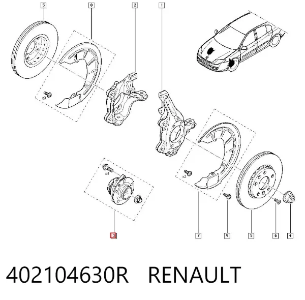 Buje de rueda delantero 402104630R Renault (RVI)