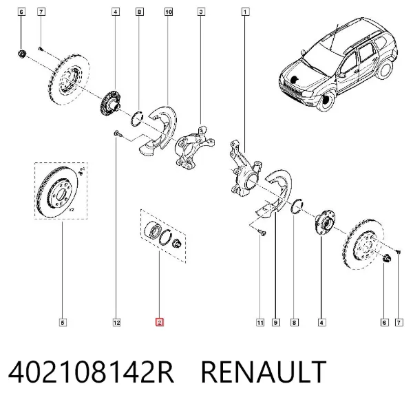Cojinete de rueda delantero 402108142R Renault (RVI)