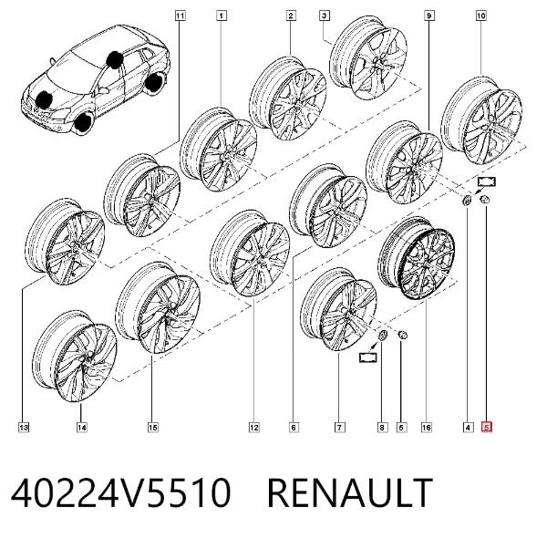 40224V5510 Nissan/Infiniti Perno de rueda