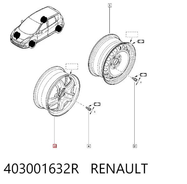 Llantas de acero (Estampado) 403001632R Renault (RVI)