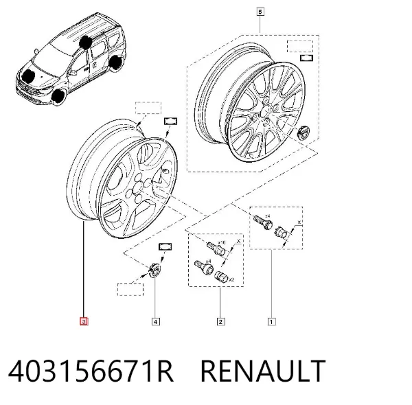 Tapacubos 403156671R Renault (RVI)