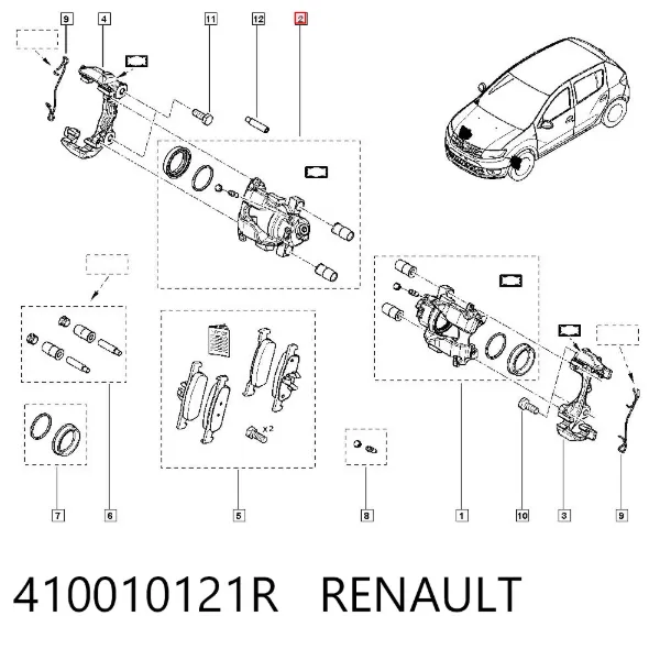 Pinza de freno delantera derecha 410010121R Renault (RVI)