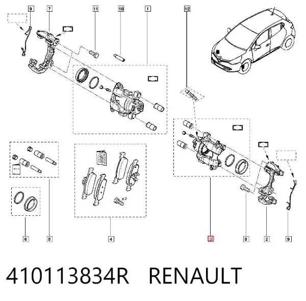 Pinza de freno delantera izquierda 410113834R Renault (RVI)