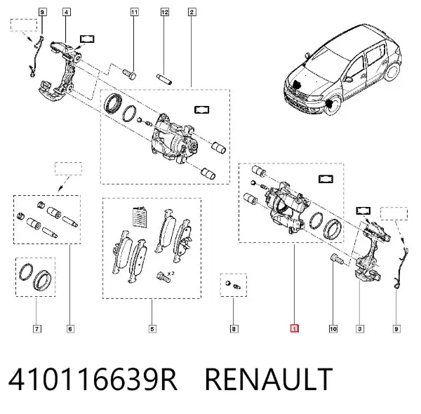 Pinza de freno delantera izquierda 410116639R Renault (RVI)