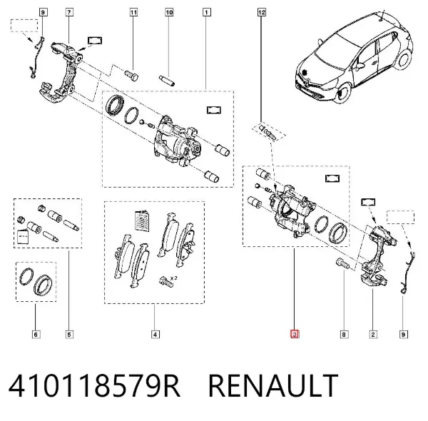 Pinza de freno delantera izquierda 410118579R Renault (RVI)