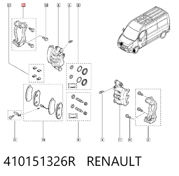 Soporte de la pinza de freno delantera 410151326R Renault (RVI)