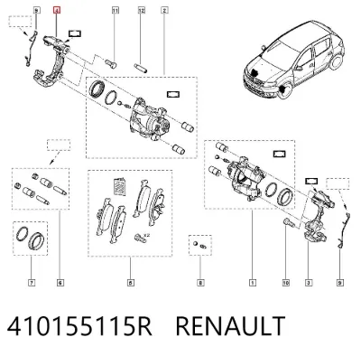 Soporte de la pinza de freno delantera RENAULT 410155115R