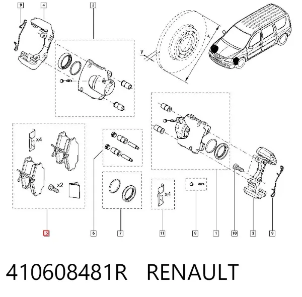Pastillas de freno 410608481R Renault (RVI)