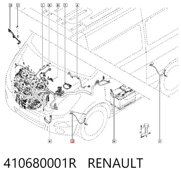 Cable del sensor de desgaste de las pastillas de freno delantero 410680001R Renault (RVI)