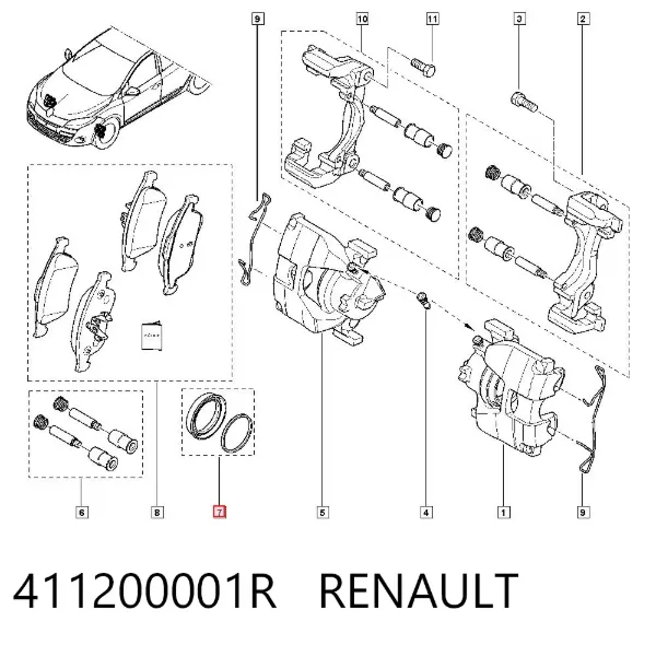 Kit de reparación de pinzas de freno 411200001R Renault (RVI)