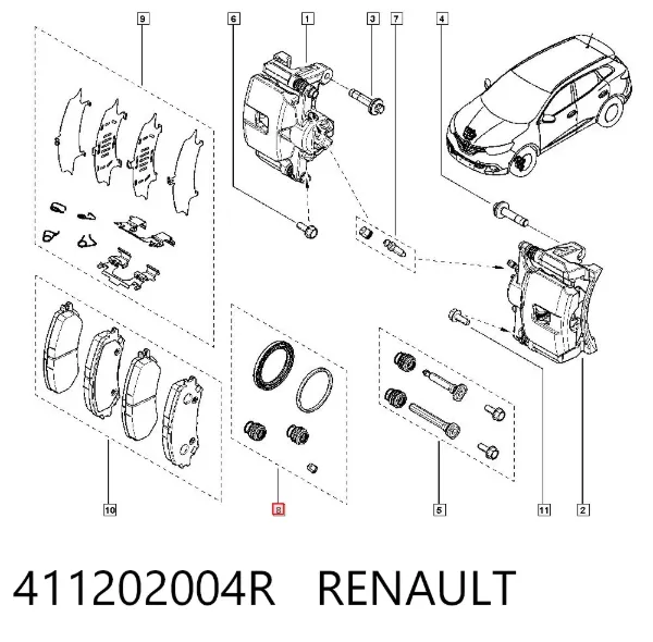 Kit de reparación de pinzas de freno 411202004R Renault (RVI)