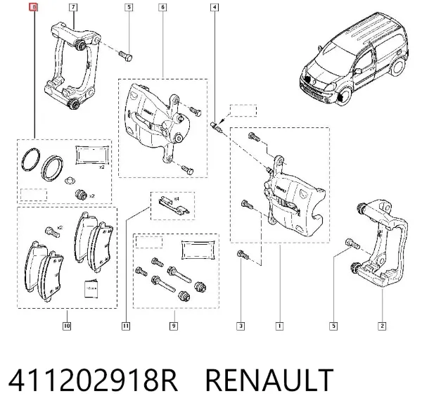 Kit de reparación de pinzas de freno 411202918R Renault (RVI)