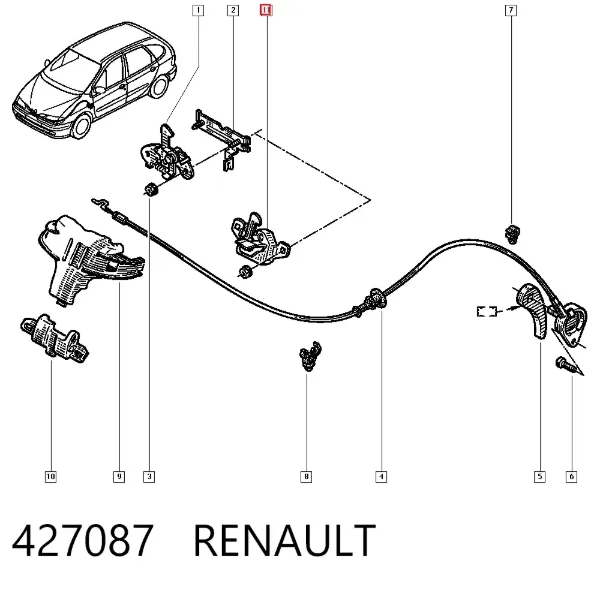 Cerradura de capó 427087 Renault (RVI)