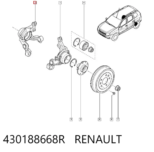 Mangueta trasera derecha 430188668R Renault (RVI)