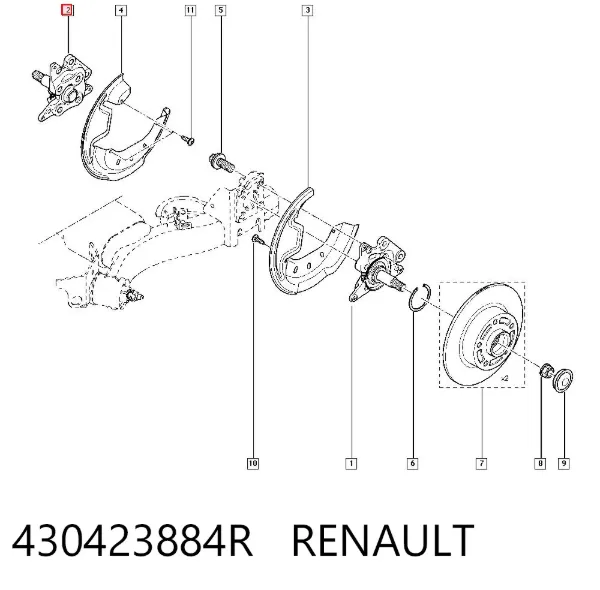 Mangueta trasera derecha 430423884R Renault (RVI)