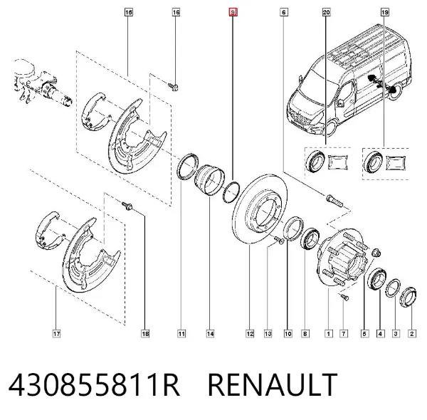 Retén interior del cubo trasero 430855811R Renault (RVI)