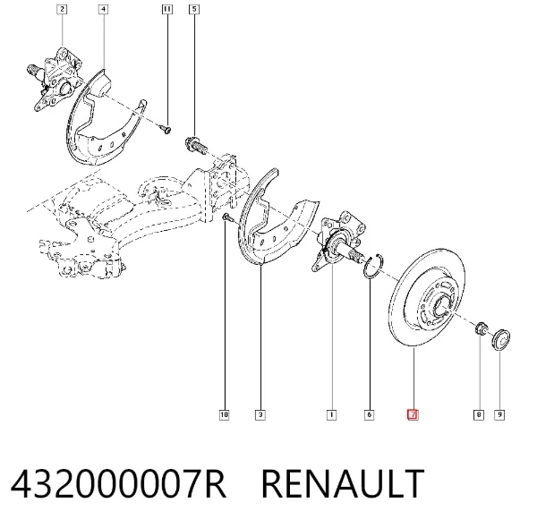 Disco de freno trasero 432000007R Renault (RVI)