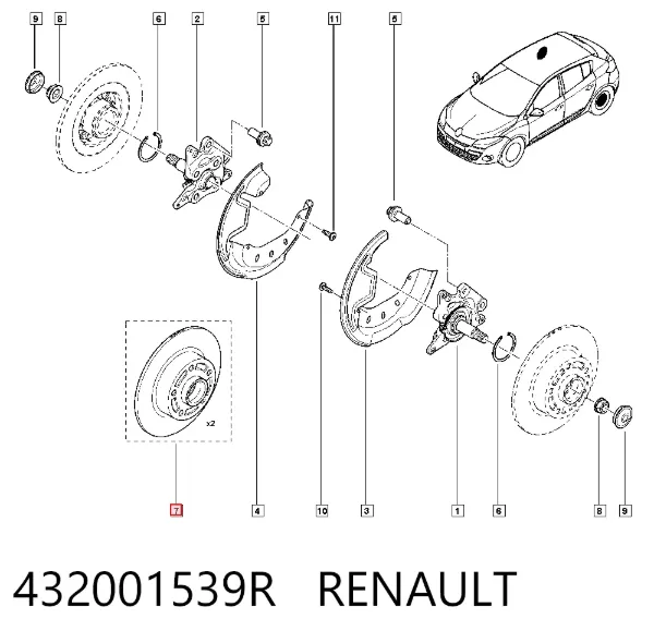 Disco de freno trasero 432001539R Renault (RVI)
