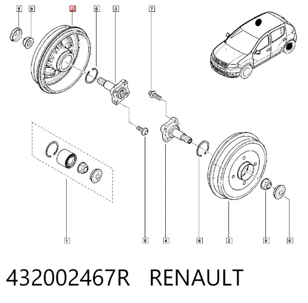 Tambor de freno trasero 432002467R Renault (RVI)