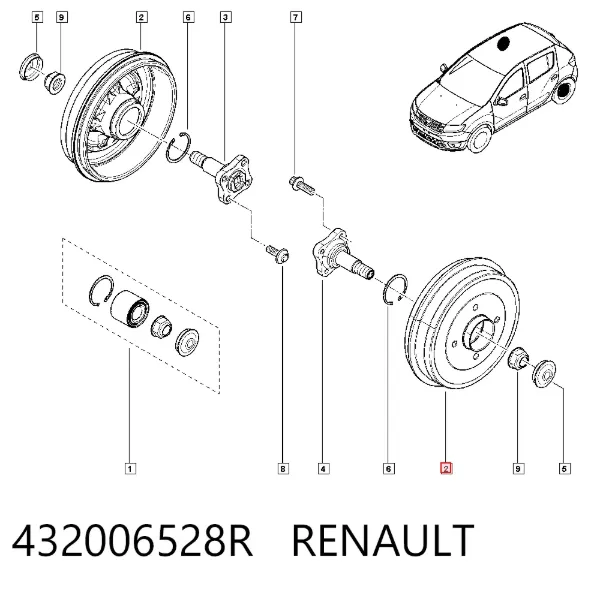 Tambor de freno trasero 432006528R Renault (RVI)