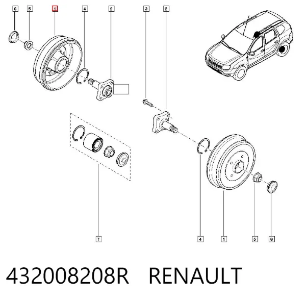 Tambor de freno trasero 432008208R Renault (RVI)
