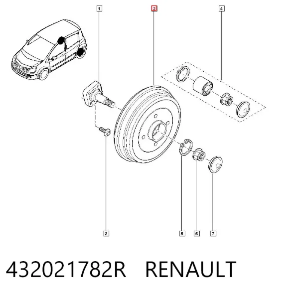 Tambor de freno trasero 432021782R Renault (RVI)