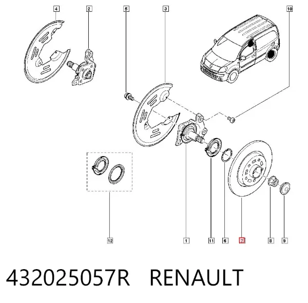 Disco de freno trasero 432025057R Renault (RVI)