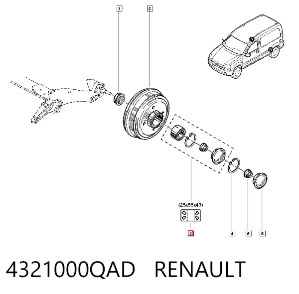 Cojinete de rueda 4321000QAD Renault (RVI)