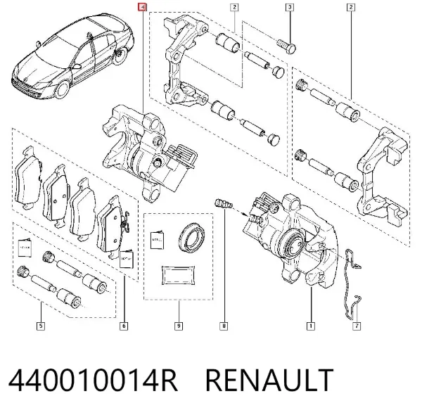 Pinza de freno trasera derecha 440010014R Renault (RVI)