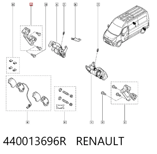 Soporte de la pinza de freno trasera 440013696R Renault (RVI)
