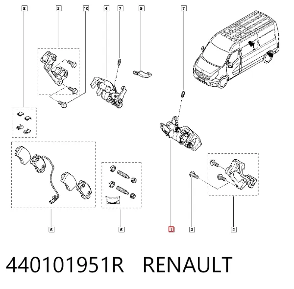 Pinza de freno trasera izquierda 440101951R Renault (RVI)