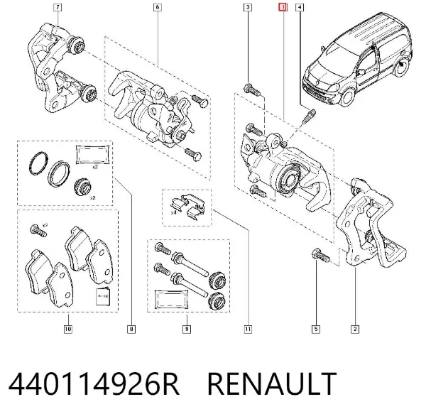 Pinza de freno trasera izquierda 440114926R Renault (RVI)