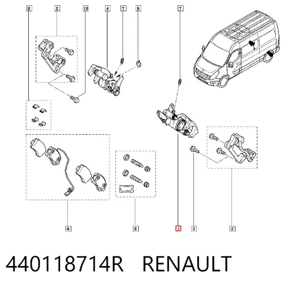 Pinza de freno trasera izquierda 440118714R Renault (RVI)