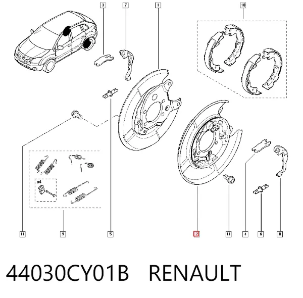 Protector de disco de freno trasero izquierdo 44030CY01B Renault (RVI)