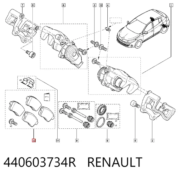 Pastillas de freno traseras 440603734R Renault (RVI)
