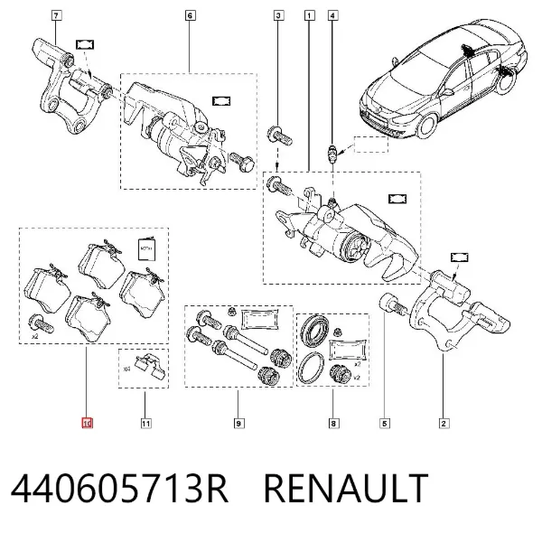 Pastillas de freno traseras 440605713R Renault (RVI)