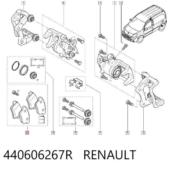 Pastillas de freno traseras 440606267R Renault (RVI)