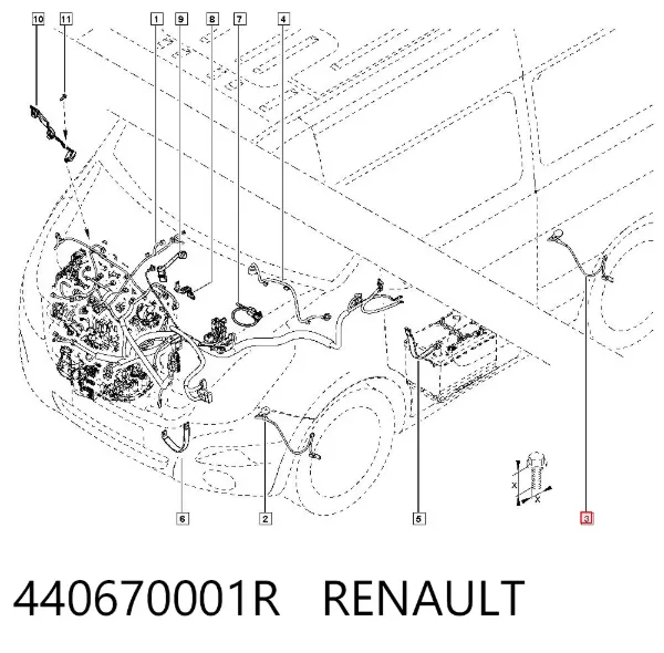 Cable del sensor de desgaste de las pastillas de freno traseras 440670001R Renault (RVI)