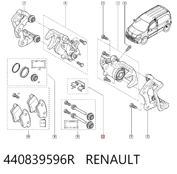 Juego de resortes de sujeción de pastillas de freno delanteras 440839596R Renault (RVI)