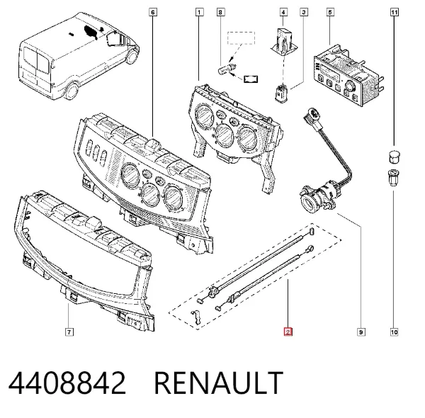 Cable de control de calefacción 4408842 Renault (RVI)
