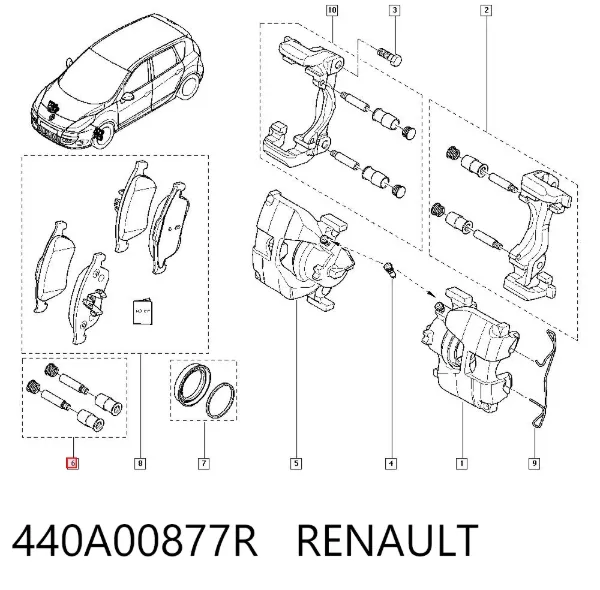 Guía de la pinza de freno delantera 440A00877R Renault (RVI)