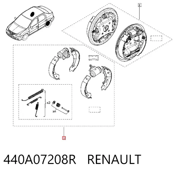 Kit de frenos de tambor, con cilindros, completo 440A07208R Renault (RVI)