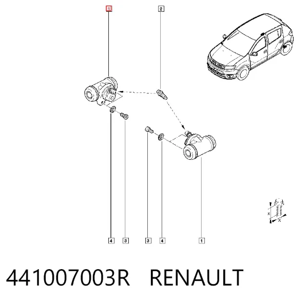 Cilindro de freno de rueda trasera 441007003R Renault (RVI)