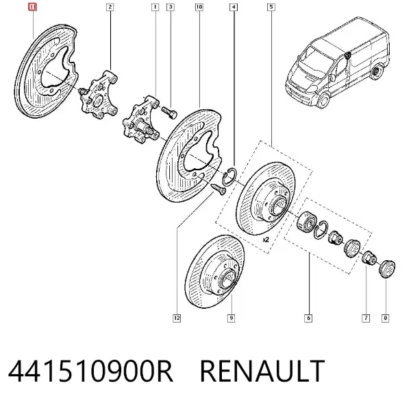Protector de disco de freno trasero derecho 441510900R Renault (RVI)