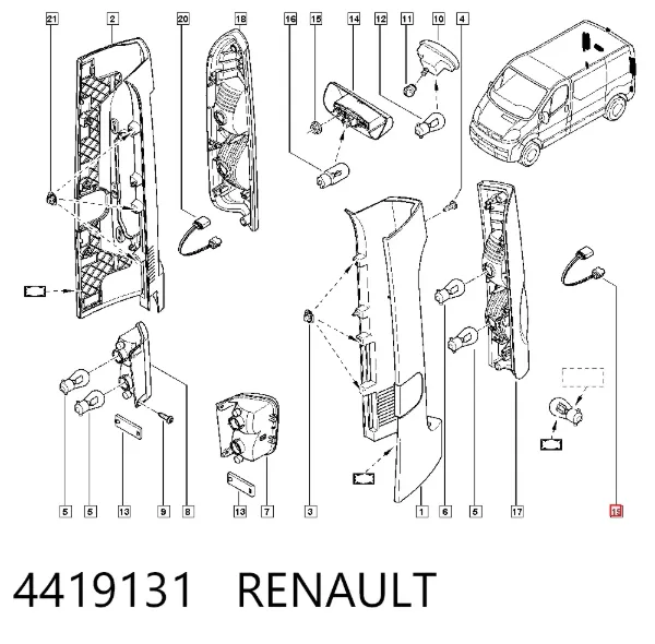 Luz antiniebla trasera izquierda 4419131 Renault (RVI)