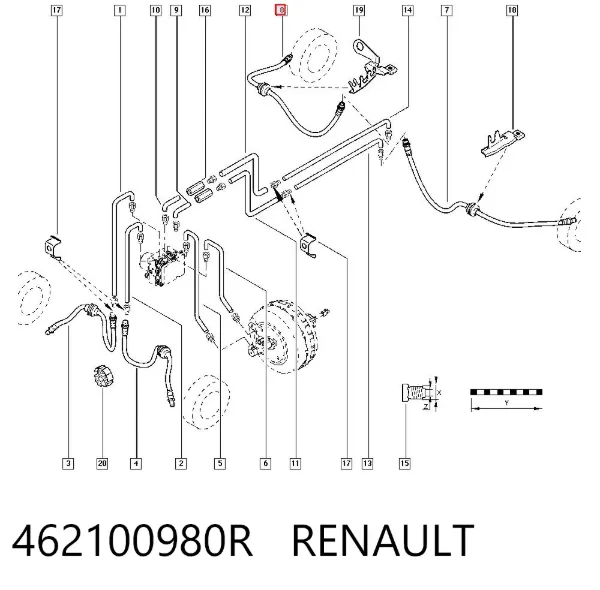 Latiguillo de freno trasero 462100980R Renault (RVI)